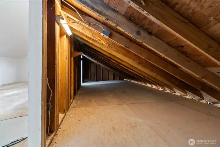 above the garage, storage space or a fun hideway ready to be made.