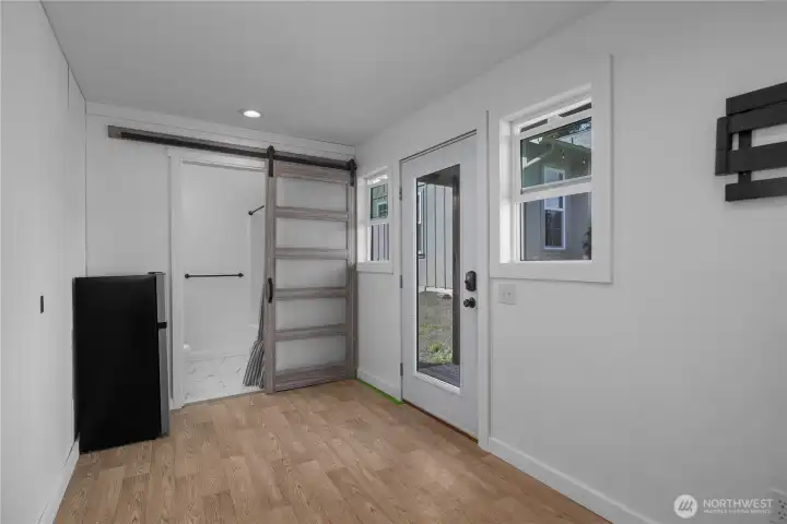 ADU entry to full bathroom.