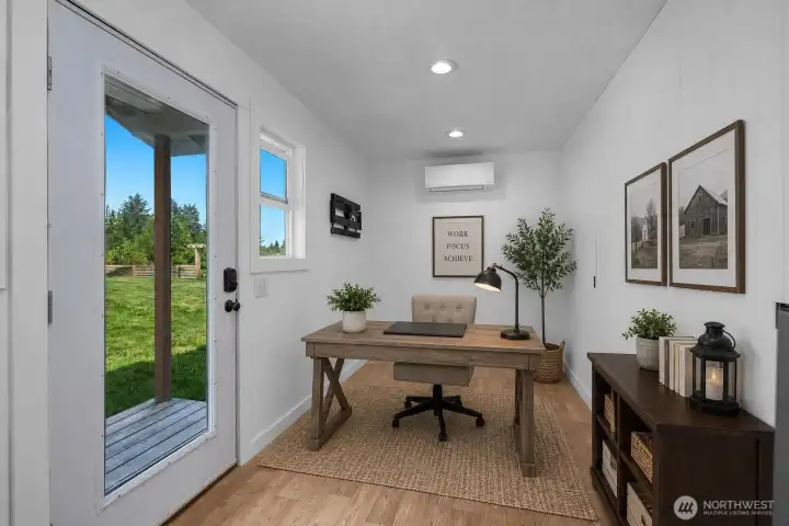 ADU as an office. (Virtually Staged)