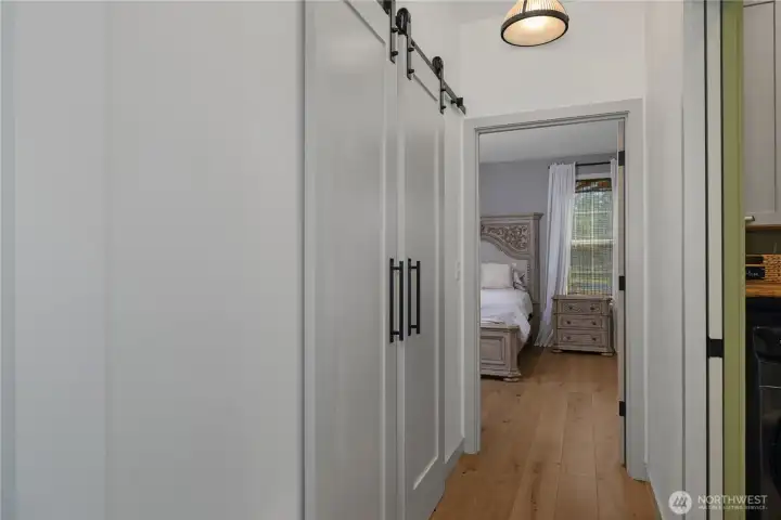 Walk-in Pantry with sliding doors.