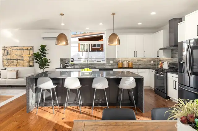 This is what an open kitchen looks like! Amazing storage and counter space!