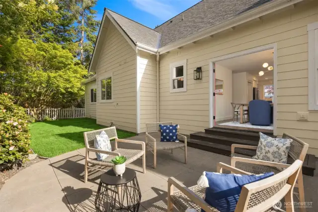 The side yard is just the right size to kick a ball around, or get a competitive game of bocce ball going.