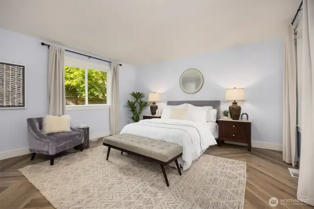 Spacious primary bedroom on the main floor.