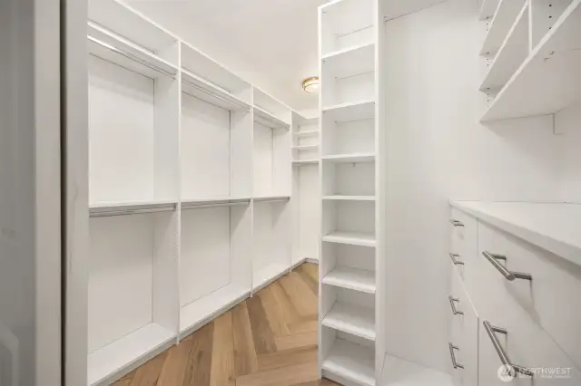 Custom built out closets.