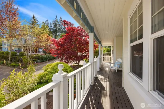 The covered porch is both inviting and practical.