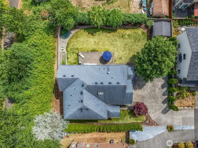 Take in the full beauty of this spacious lot and stylish home from above.