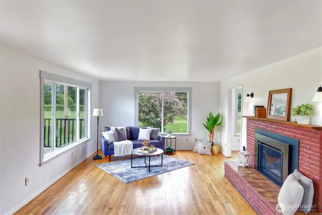 Family Room with large picture windows that look toward the view