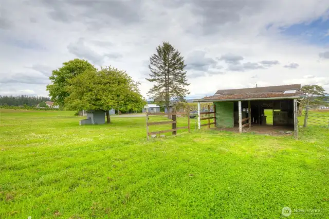 Horse stalls and tack room with electricity and water