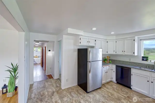 Kitchen looking down the hallway