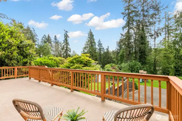 Deck off the main floor.