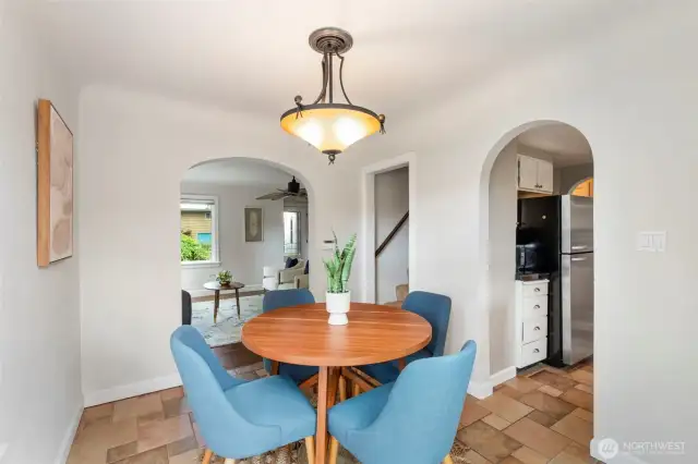 Dining room connected to the kitchen and living room.