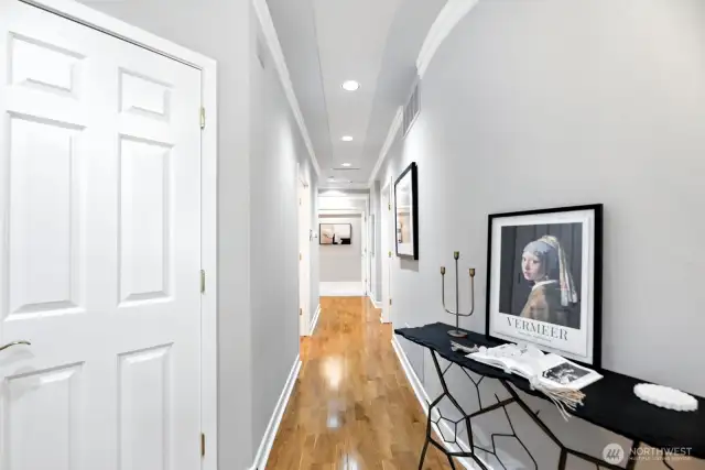 Nicely appointed French door entry hall. This space offers a welcoming first impression with tasteful finishes and thoughtful design elements, creating a harmonious transition into the home.
