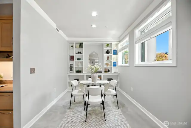 Cozy nook for small meals, coffee and conversation.