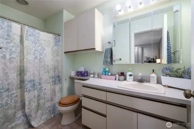 Unit A primary bathroom