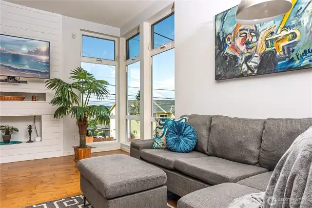 Spacious living room with great views