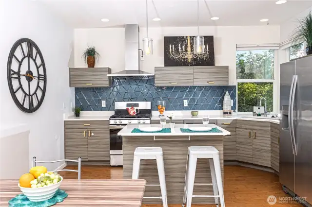 Beautiful kitchen is open to living room! Great for entertaining
