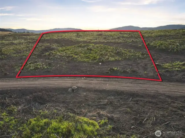 Overhead view with approximate boundaries in red.