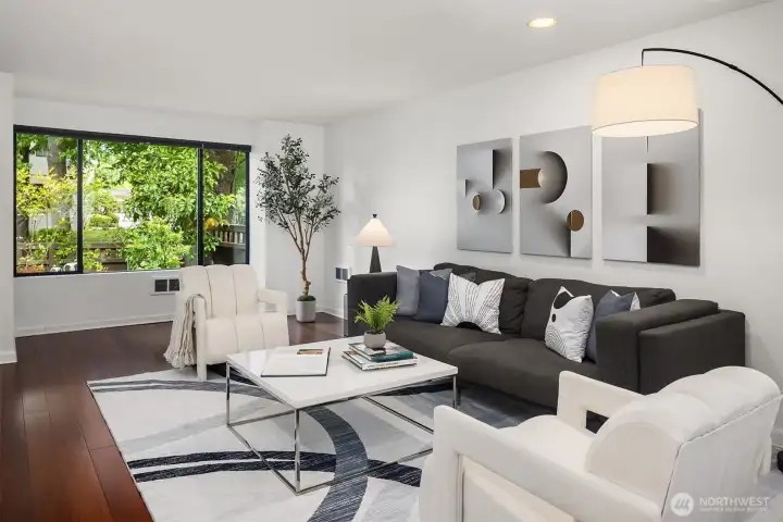 Lovely view to the landscaped front Patio.