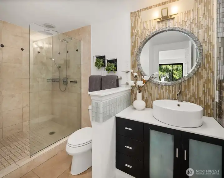 Beautifully updated, designer Primary Bathroom.