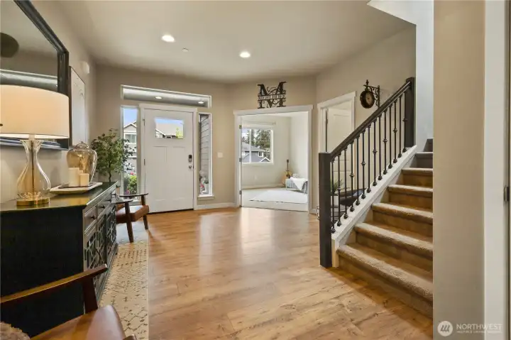 Office off entry with French doors