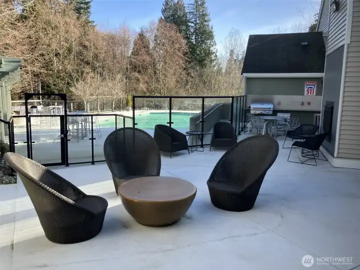 Outdoor pool and deck area.