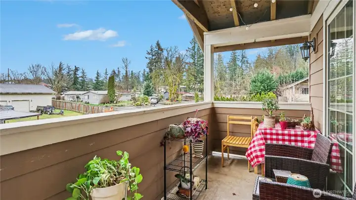 Your private space to breathe, relax, and enjoy a little slice of serenity year around on this covered balcony.