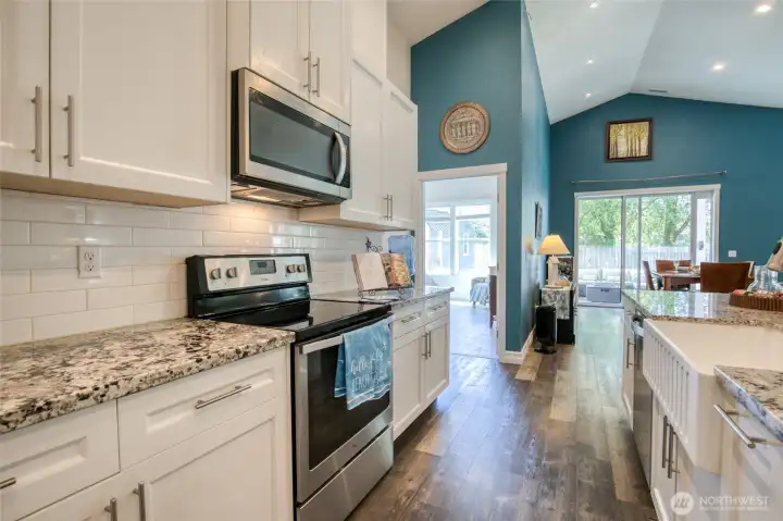 Clean design kitchen with stainless steel appliances