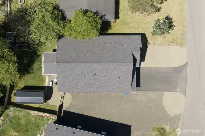 Ariel view highlighting your new home, with easy access for parking an RV.