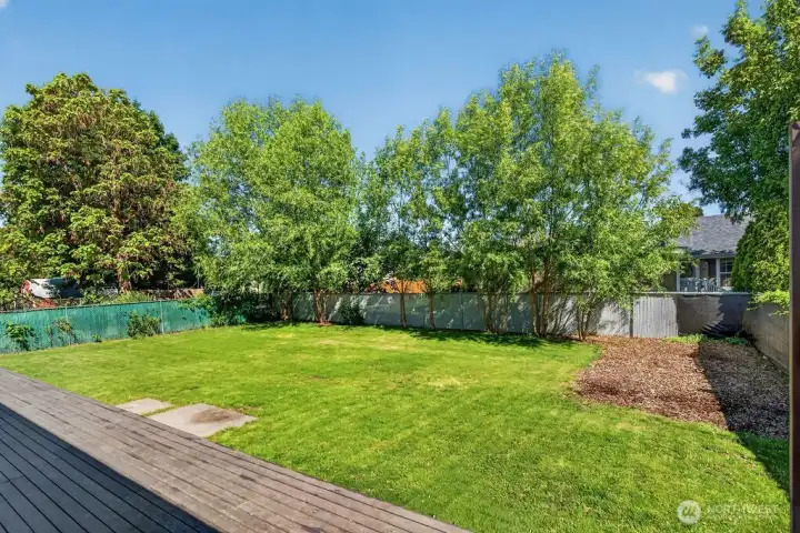Fully fenced back yard