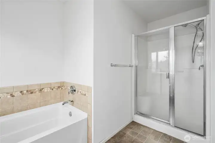 Primary Onsuite Bathroom,  Photoshopped to remove personal items still in the home