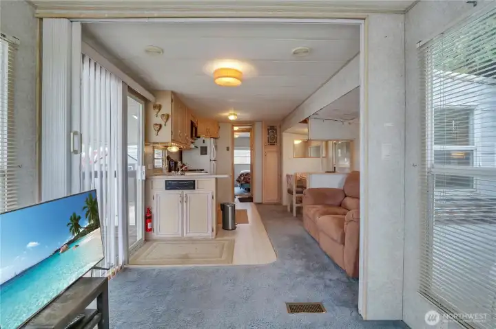 Comfortable interior offers everything needed for a low-maintenance retreat.