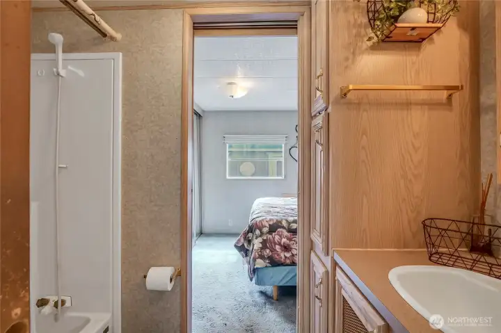 Bathroom offers everything needed for easy, low-maintenance recreational living.