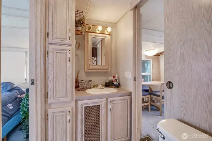 Clean and functional bathroom designed for comfort and convenience during weekend getaways or extended stays.