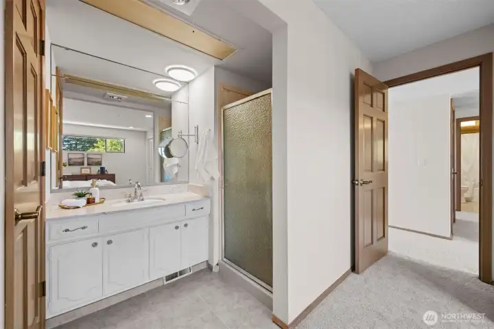 New shower door coming soon. And the brand new water heater will keep your showers hot!