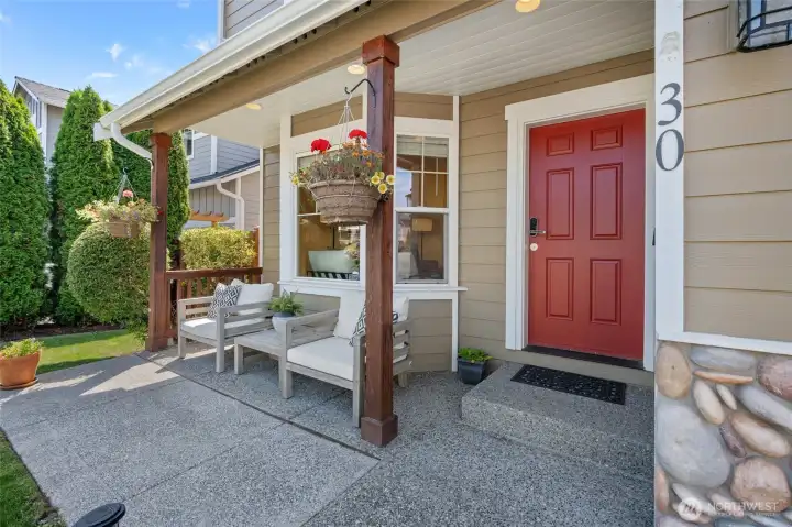 Expanded concrete porch area.