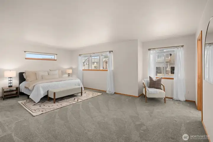 Incredible Primary Bed w/walk in closet + 5 piece bath.