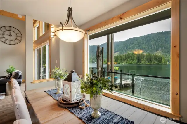 Built in bench with spectacular views of the lake