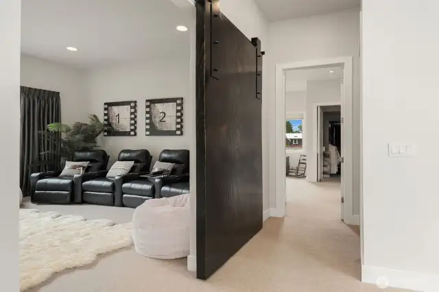 Bonus room with a barn door