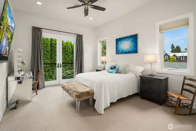 Primary bedroom with a Juliet balcony