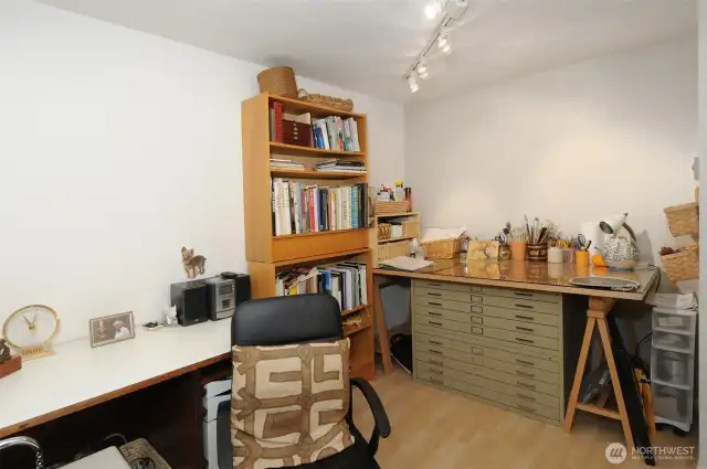 Second Bedroom, art studio, office.  LED track lighting provides excellent illumination, coupled with natural light.