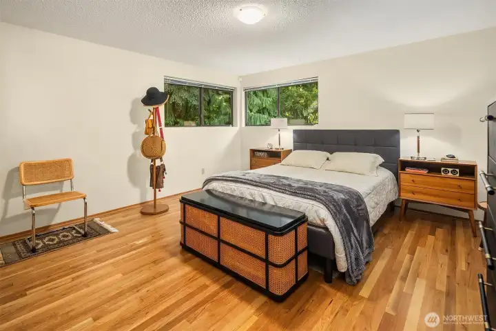 Comfortable, well sized Primary bedroom with private views of your backyard. Sought-after floorplan with 3 other bedrooms on the same level