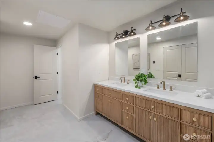 Large dual vanity and water closet