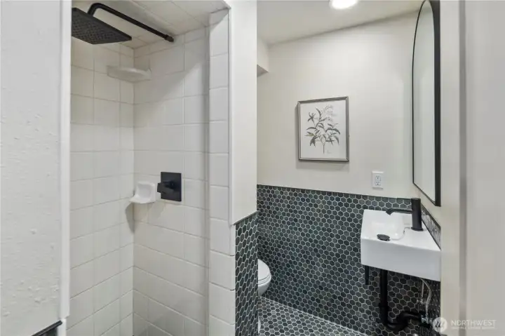 Bath in basement with shower