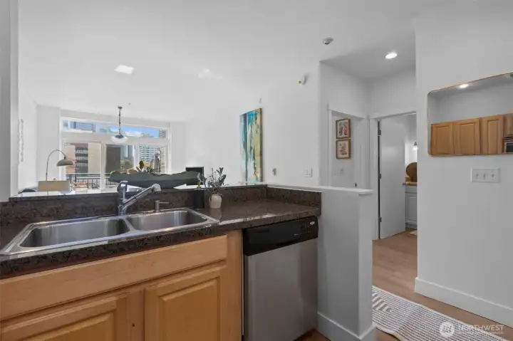 Fully equipped kitchen with classic stainless steel appliances