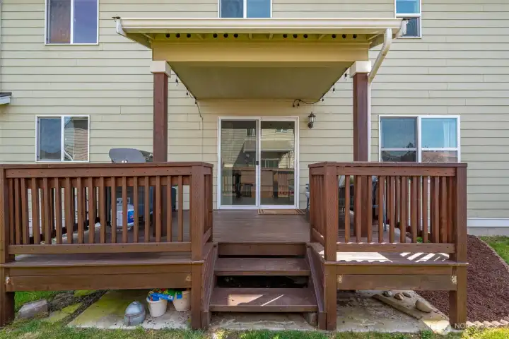Partially covered back deck.