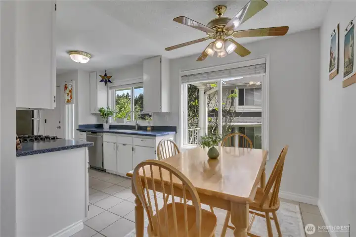 Connected kitchen and dining area