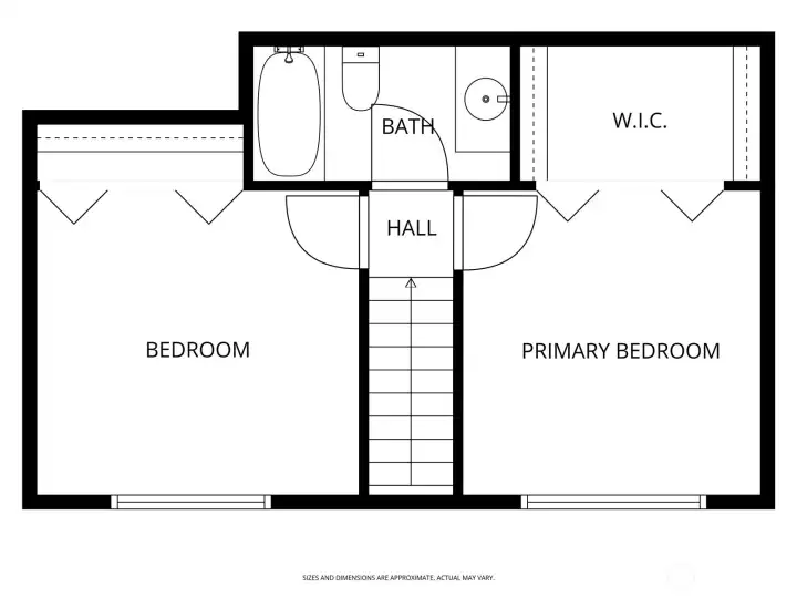 Upper level floor plan of each unit