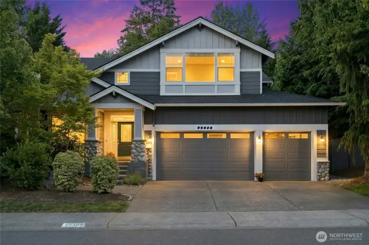 Evening photo. Exceptional opportunity in the highly sought-after Muirfield neighborhood in Sammamish.