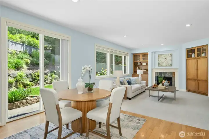 Informal breakfast nook area with a slider out to the backyard.