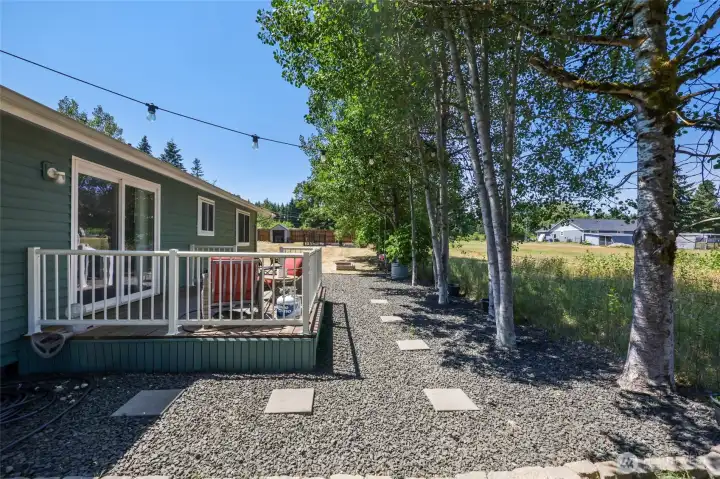 Deck sits off of dining area for easy access.